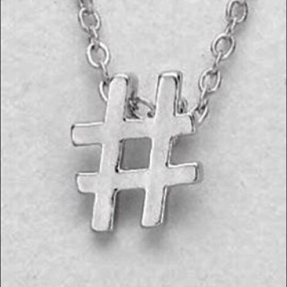 Hashtag Rhodium Dainty Pendant Necklace New